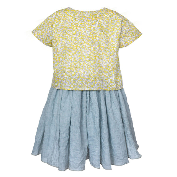 Anna floral Liberty Print Girls Dress - Yellow  Girls Dress JAM London