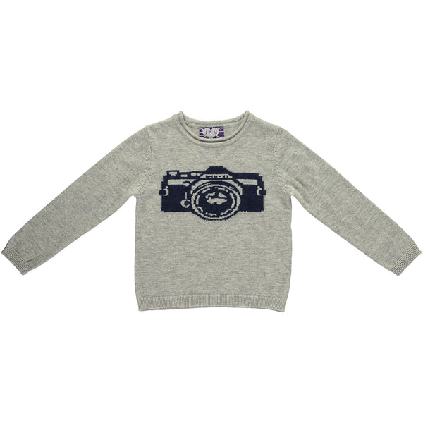 Unisex Navy Camera Jumper - Grey  Jumper JAM London