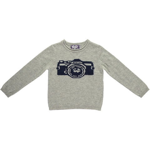 Unisex Navy Camera Jumper - Grey  Jumper JAM London