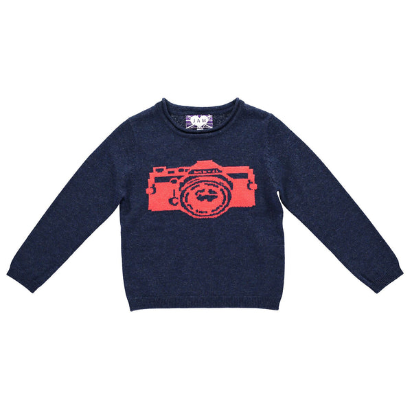 Unisex Red Camera Jumper - Navy  Jumper JAM London