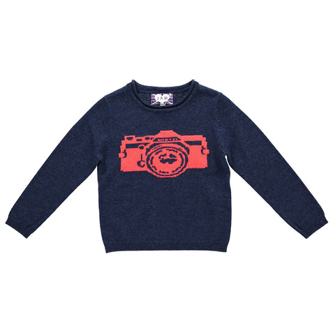 Unisex Red Camera Jumper - Navy  Jumper JAM London