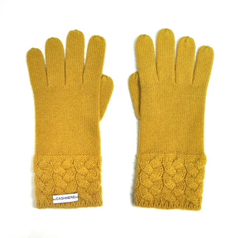 Cashmere Cable Gloves - Mustard  Childrens Gloves JAM London