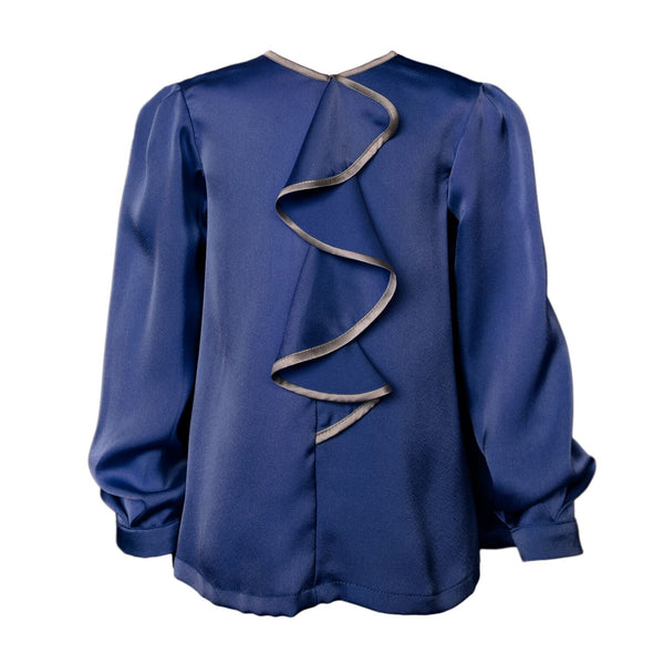Chi Chi silk ruffle blouse - Navy  Girls Top JAM London