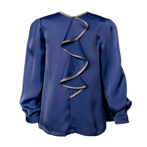 Chi Chi silk ruffle blouse - Navy  Girls Top JAM London