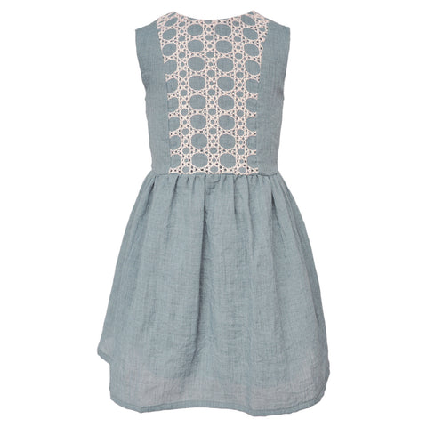 Dorothy Soft Cotton Girls Dress - Turquoise  Girls dress JAM London
