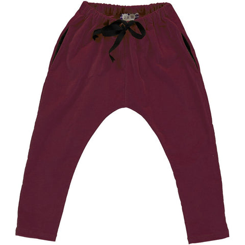 Cora Unisex Pants in Stretch Corduroy - Aubergine