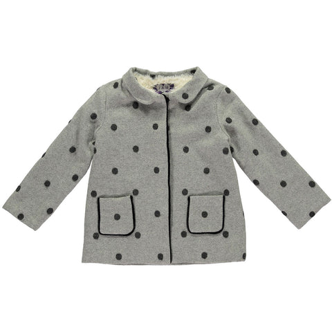 Grey Cream Dora Wool Blend Girls Coat - JAM London  Coat JAM London