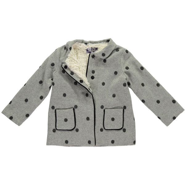 Grey Cream Dora Wool Blend Girls Coat - JAM London  Coat JAM London