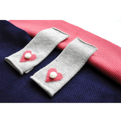 Fingerless Cashmere Girls Gloves - Grey  Childrens Gloves JAM London