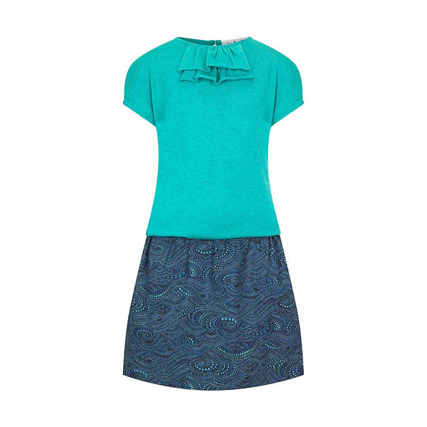 Lucy - Girls Summer Dress with Ruffles - Turquoise  Girls Dress JAM 