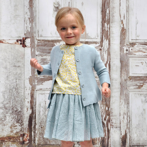 Anna floral Liberty Print Girls Dress - Yellow  Girls Dress JAM London