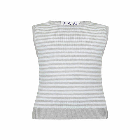 Lola - Striped Girls Vest - Grey/Blue  Vest JAM 