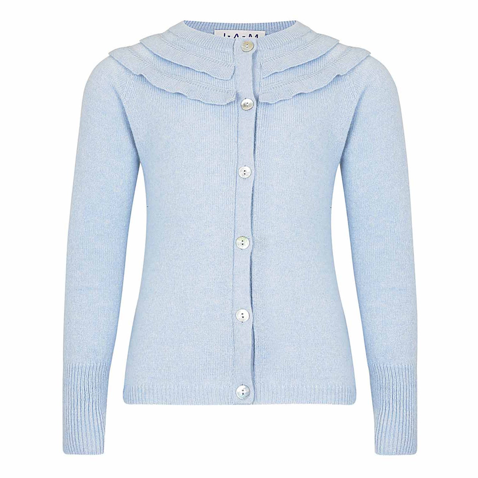 MILA Girls Knitted Cashmere Wool Cardigan Light Blue JAM London