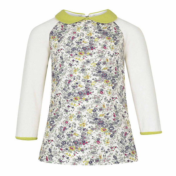 Twiggy - Girls Blouse - Cream and Lime  Girls Top JAM London