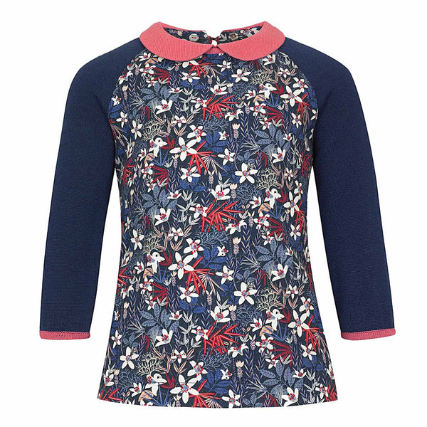 Twiggy - Girls Blouse - Navy and Pink  Girls Top JAM London