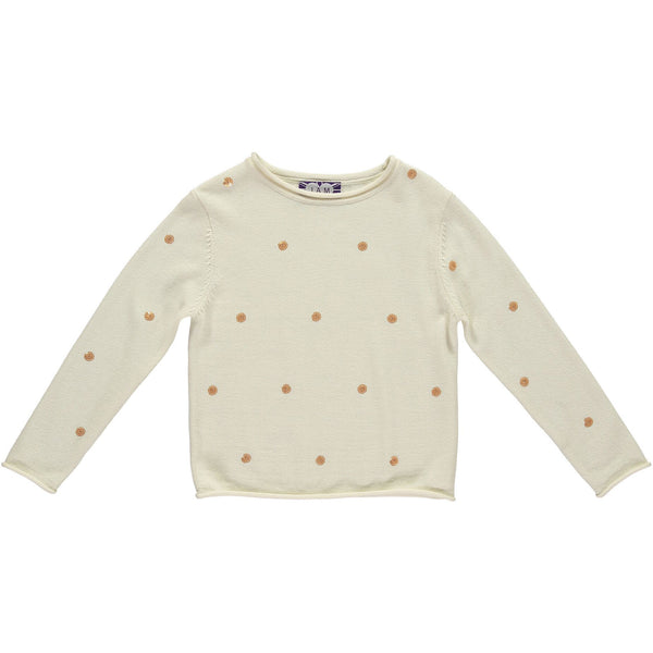Polly Top With Gold Polka Dots - Cream  Jumper JAM London