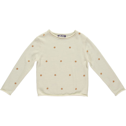 Polly Top With Gold Polka Dots - Cream  Jumper JAM London