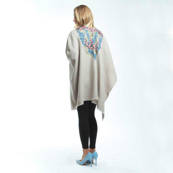 Motif Floral Embroidered Women's Shawl - Beige  Shawl JAM London