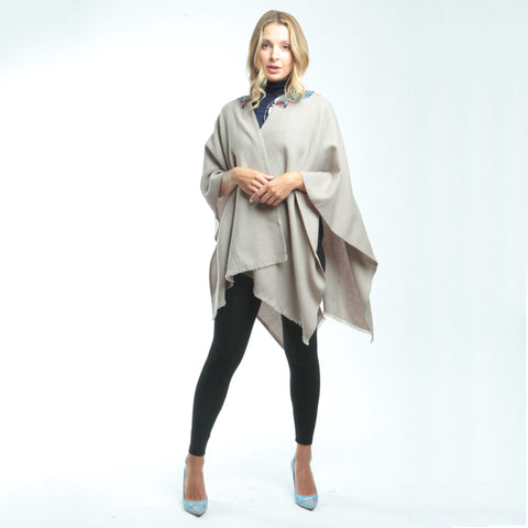 Motif Floral Embroidered Women's Shawl - Beige  Shawl JAM London