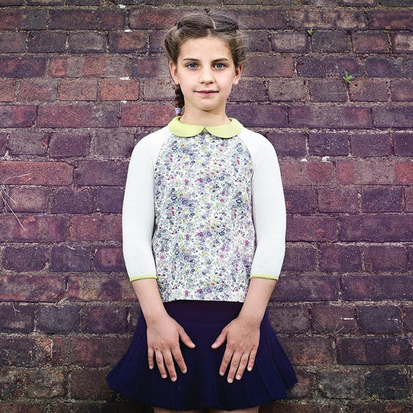 Twiggy - Girls Blouse - Cream and Lime  Girls Top JAM London