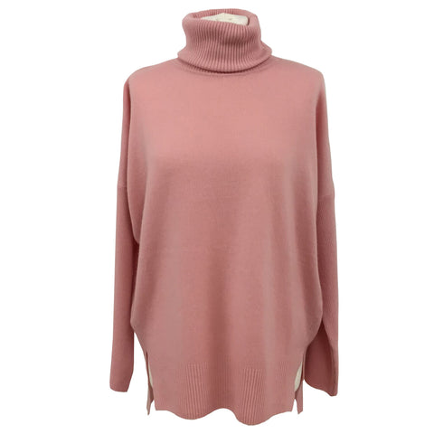 Ribbed Turtleneck Women's Jumper - Dusky Pink  jumper JAM London