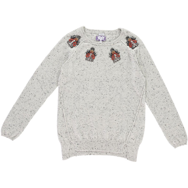 Insect Embellished Appliqué Women's Jumper - Beige  jumper JAM London
