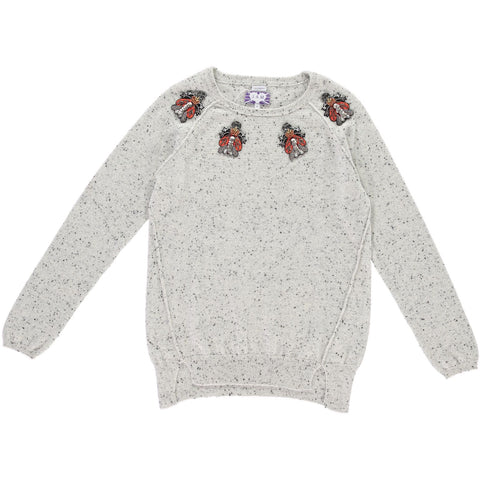 Insect Embellished Appliqué Women's Jumper - Beige  jumper JAM London