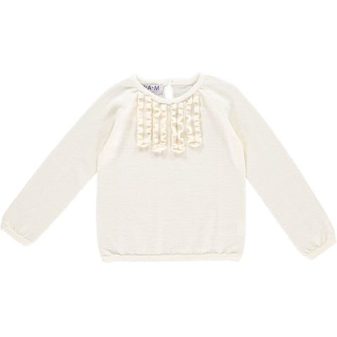 MILA Ruffle Girls Jumper - Cream  Girls Jumper JAM London