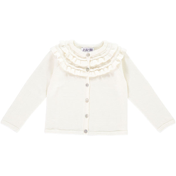 MILA - Merino Wool Girls Cardigan - Cream  Girls Cardigan JAM London