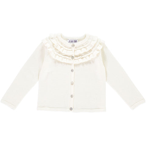 MILA - Merino Wool Girls Cardigan - Cream  Girls Cardigan JAM London