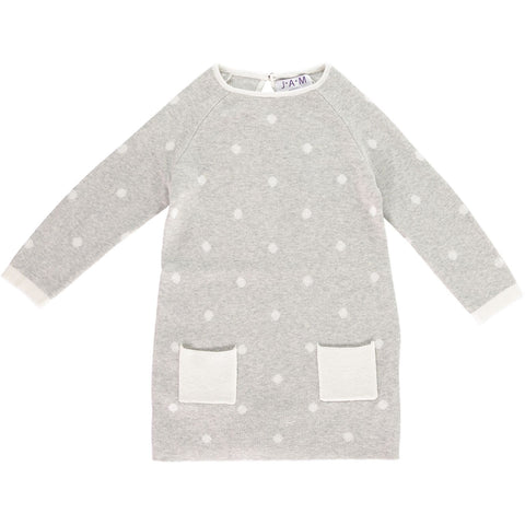 Grey Polka Dot Pierrot Jumper Dress- Cream  Jumper JAM London