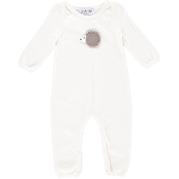 Baby One-Piece With Hedgehog Appliqué - Cream  One-piece JAM London