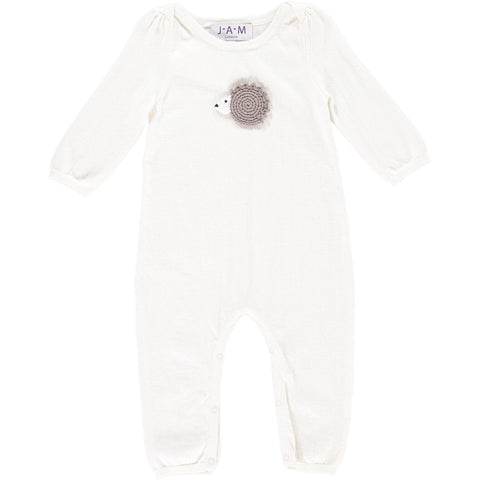 Baby One-Piece With Hedgehog Appliqué - Cream  One-piece JAM London