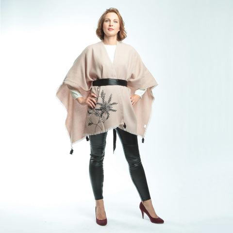 Floral Embroidered Women's Shawl With Tassels - Blush Pink  Shawl JAM London