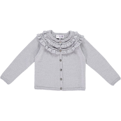 MILA - Merino Wool Girls Cardigan - Grey  Girls Cardigan JAM London