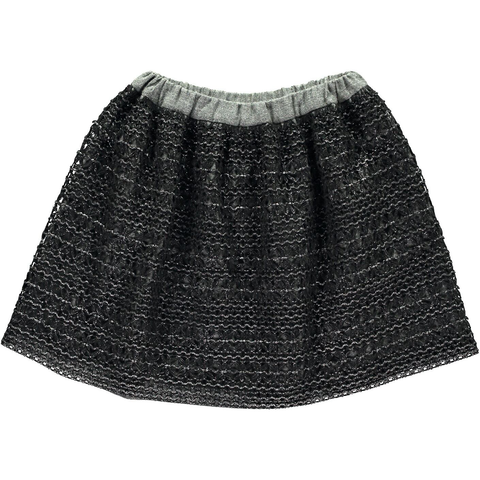 Nella - Girls Silver Thread Crochet Skirt - Charcoal grey  Girls Skirt JAM London