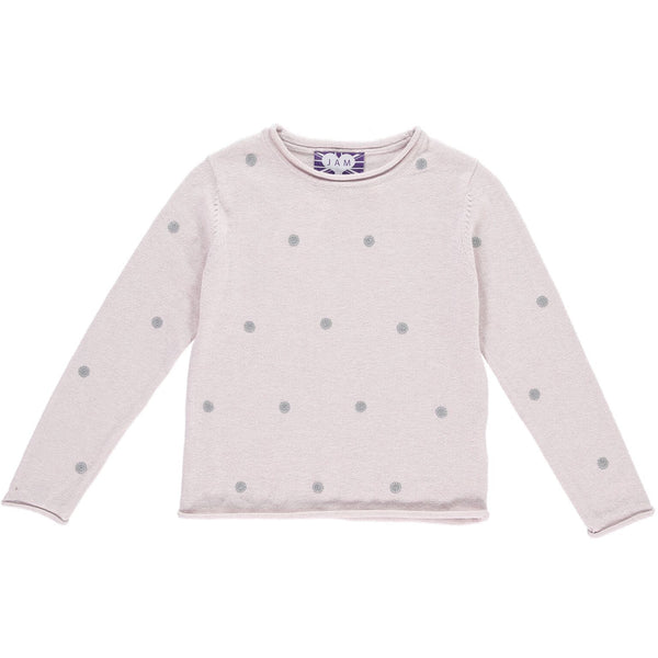 Polly Top With Silver  Polka Dots - Pink  Jumper JAM London