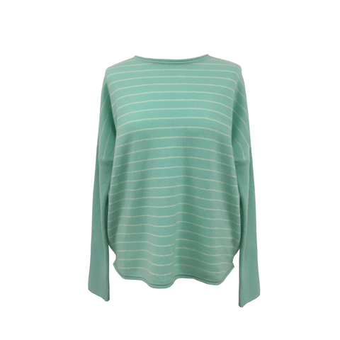 Stripe Cashmere Women's Jumper - Turquoise  Jumper JAM London