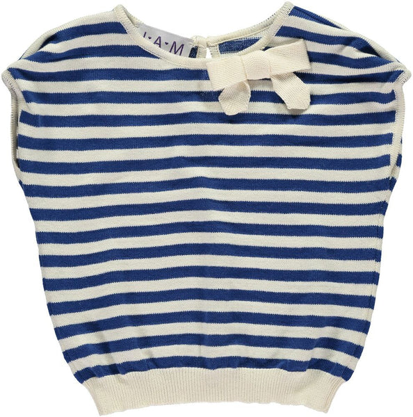 Kira - Striped Pima Cotton Girls Top - Blue   JAM 