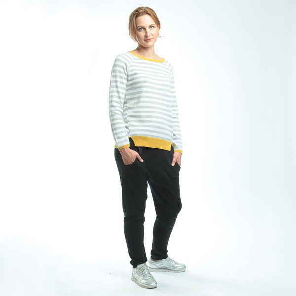 Striped Cashmere Women's Jumper - Grey  Jumper JAM London