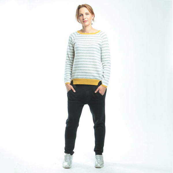 Striped Cashmere Women's Jumper - Grey  Jumper JAM London